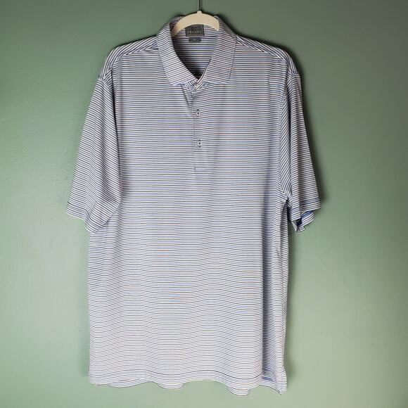 Fennec Mens Golf Polo Multicolor Pastel Striped Short Sleeve Shirt Size XL - Picture 1 of 6